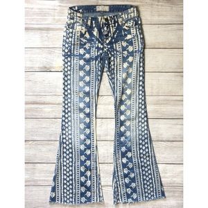 SOLD Free People Mantra Floral Denim Bell Bottom